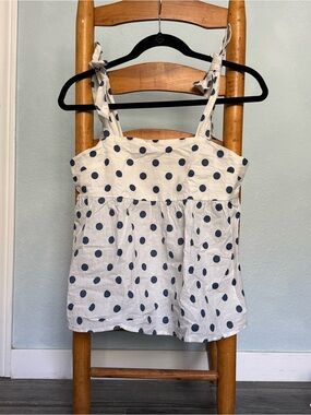 Polka Dot Linen Blend Babydoll Tank